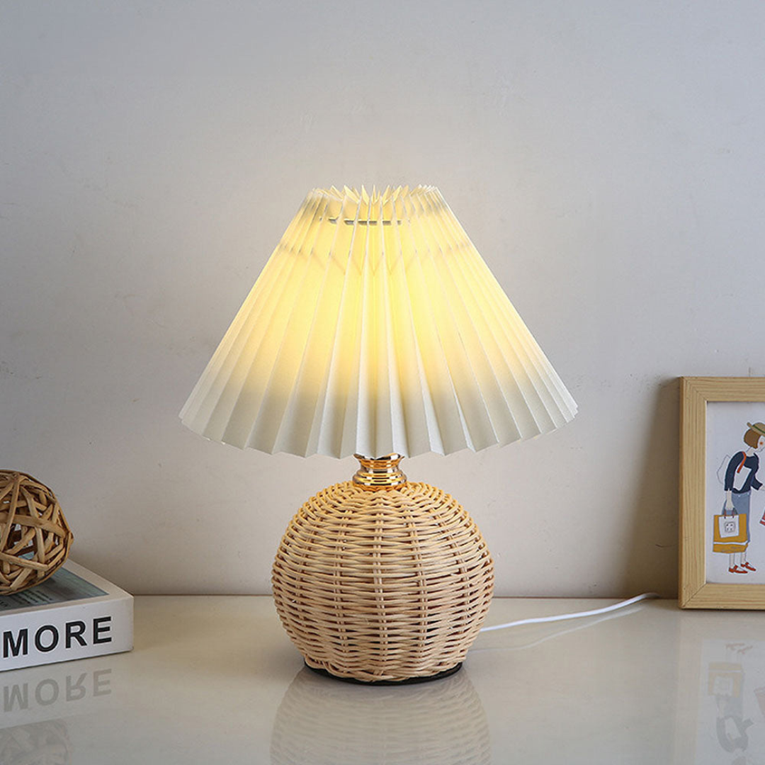 Lampada da Tavolo Moderna con Paralume Pieghettato Bianco