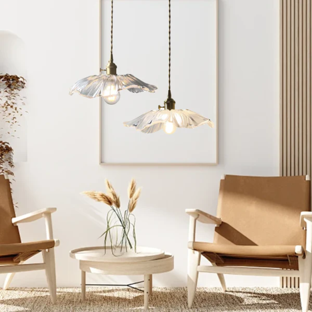Myloq - Lampada a sospensione in vetro Retro Lotus