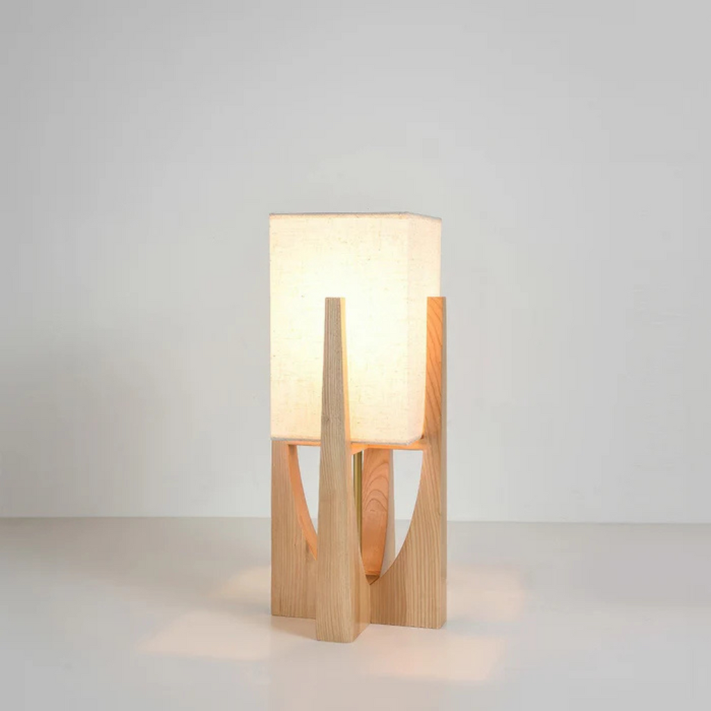 Luxora - Lampada da Terra in Stile Giapponese | Lampada da Tavolo in Legno