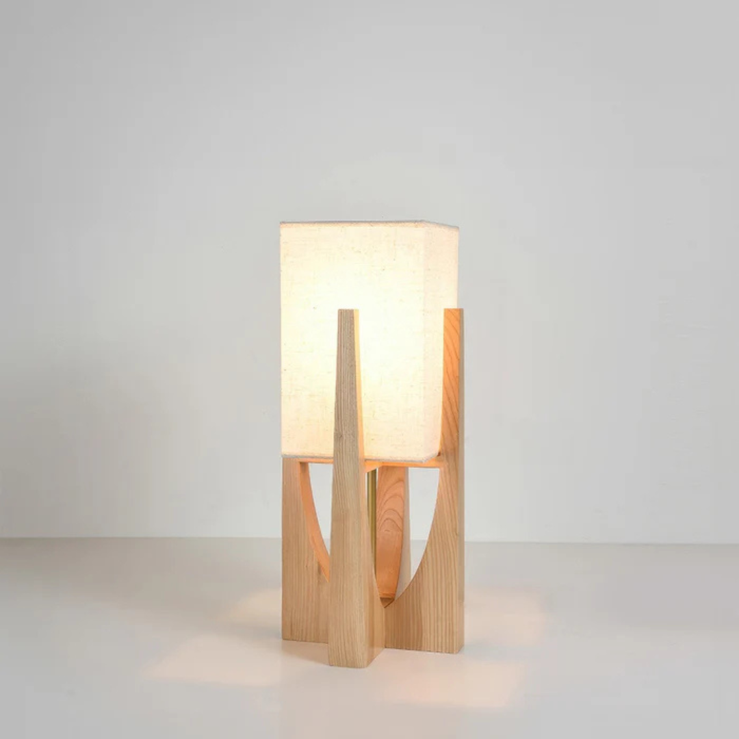 Luxora - Lampada da Terra in Stile Giapponese | Lampada da Tavolo in Legno