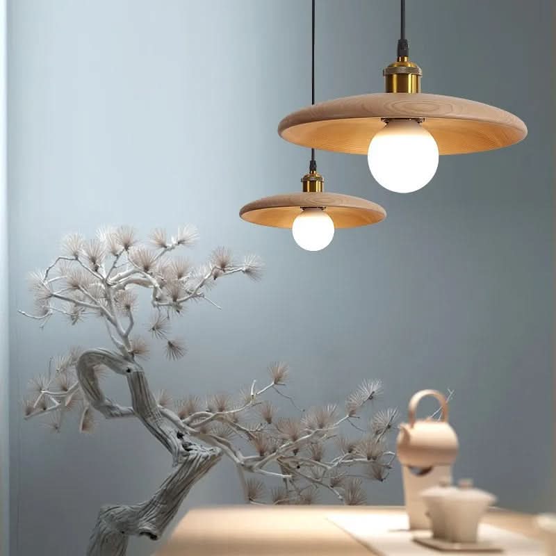 Lampada a sospensione in legno Dopwii