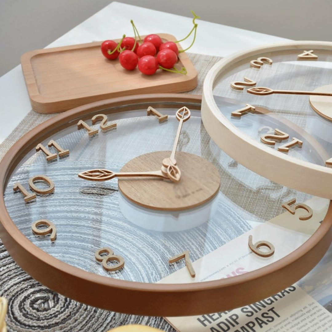 Metron - Orologio da Parete in Legno Elegante con Vetro
