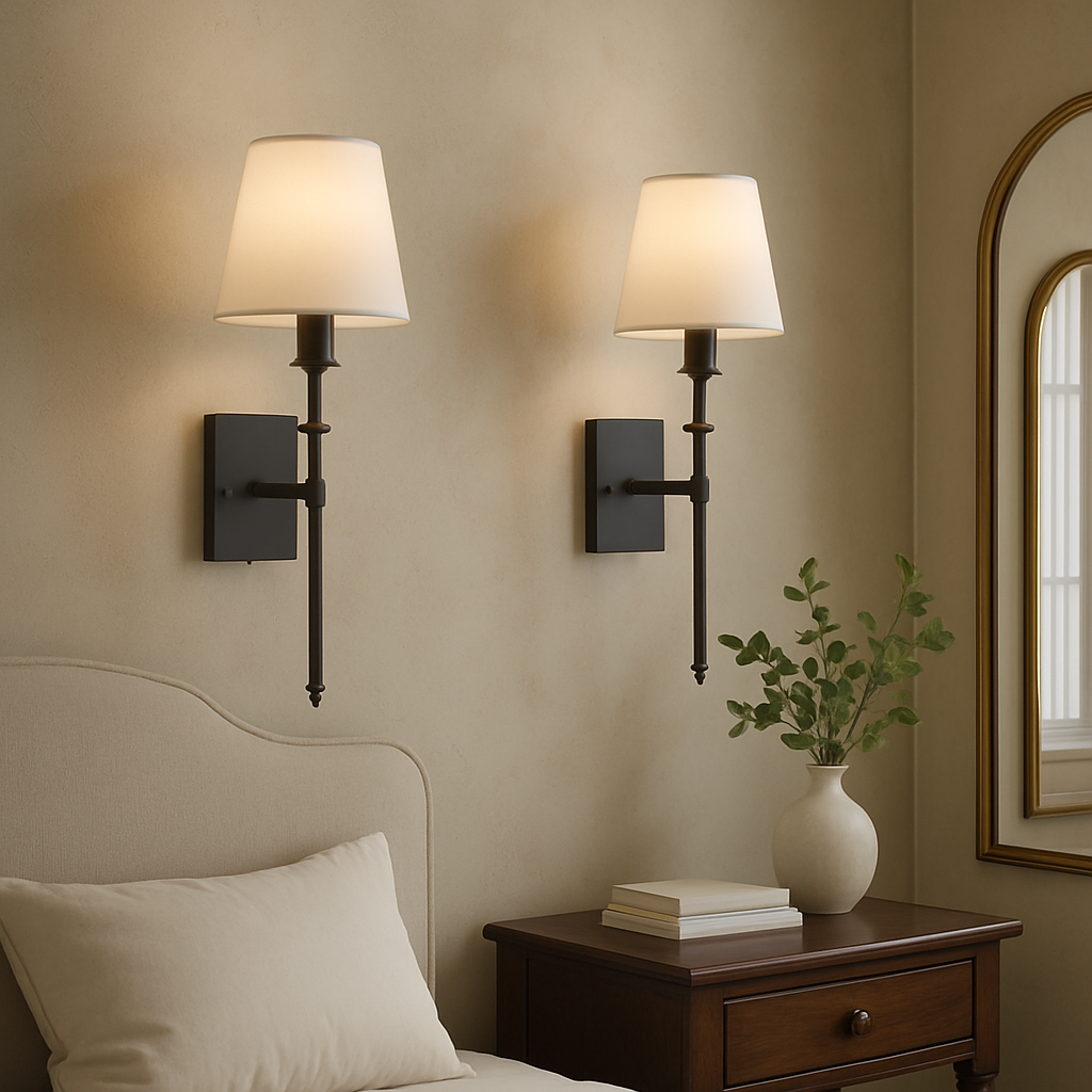 (2 Pezzi) Lampada a Muro Cablata – Set Elegante di Lampade per Illuminare Sopra lo Specchio o il Letto