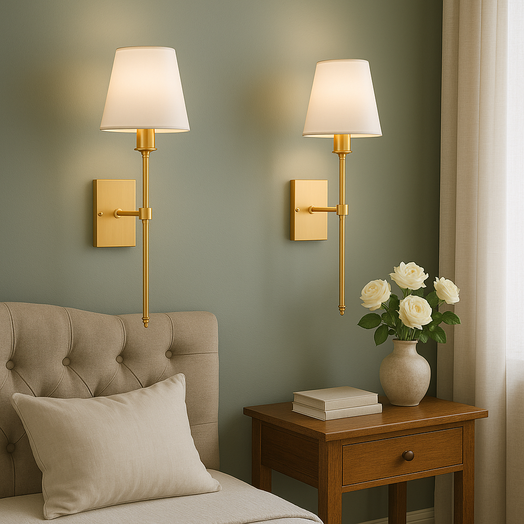 (2 Pezzi) Lampada a Muro Cablata – Set Elegante di Lampade per Illuminare Sopra lo Specchio o il Letto