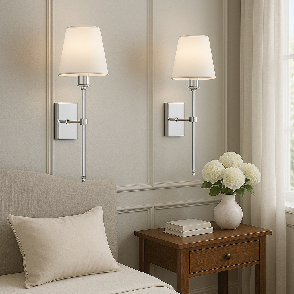 (2 Pezzi) Lampada a Muro Cablata – Set Elegante di Lampade per Illuminare Sopra lo Specchio o il Letto