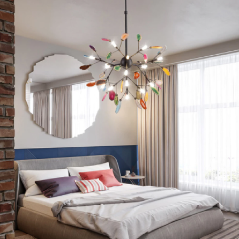 Lampadario in Vetro Multicolore con Design a Rami