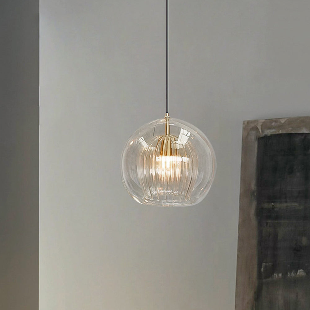 Lampada a sospensione in vetro rigato