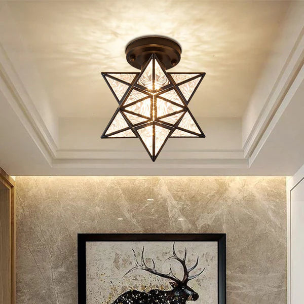 Alvessa | Lampada da soffitto a forma di stella con finitura dorata per un'illuminazione interna calda