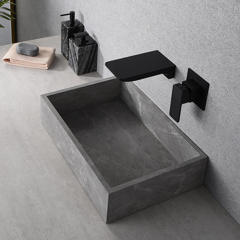 Rubinetto a cascata da parete creativo in tutta rame, nero, per lavabo integrato, rubinetto nascosto per acqua calda e fredda