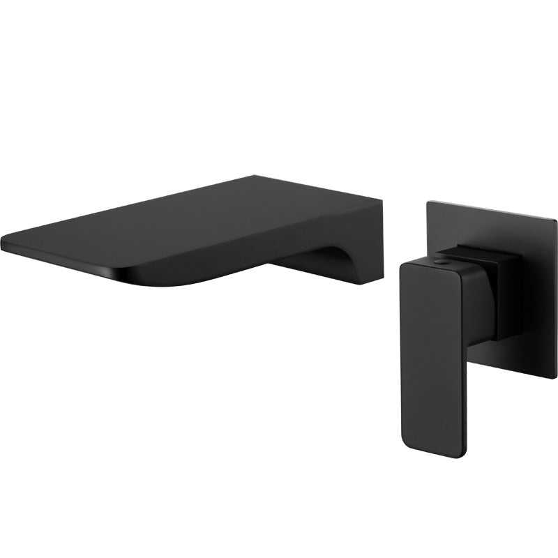 Rubinetto a cascata da parete creativo in tutta rame, nero, per lavabo integrato, rubinetto nascosto per acqua calda e fredda