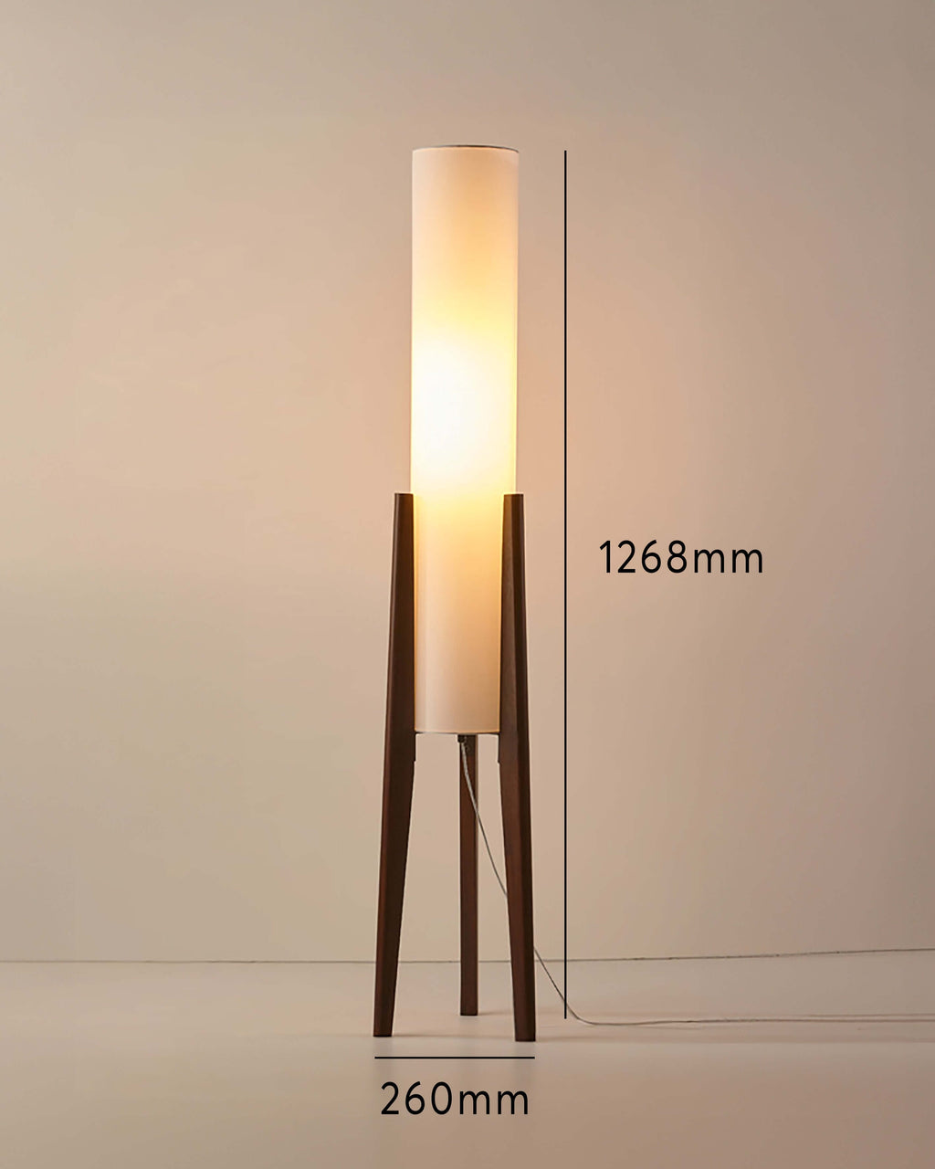Lampada da Terra in Legno Massello con Paralume in Tessuto