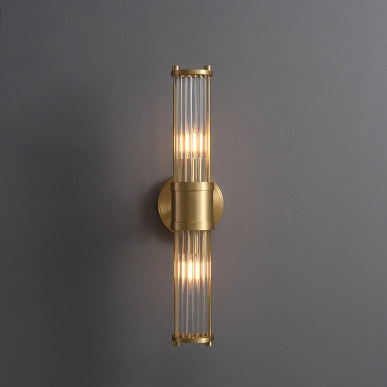 Lampada da Parete in Ottone e Cristallo per Interni Eleganti
