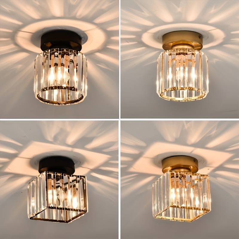 Lampada da soffitto in vetro di cristallo – Supporto in ottone e design compatto