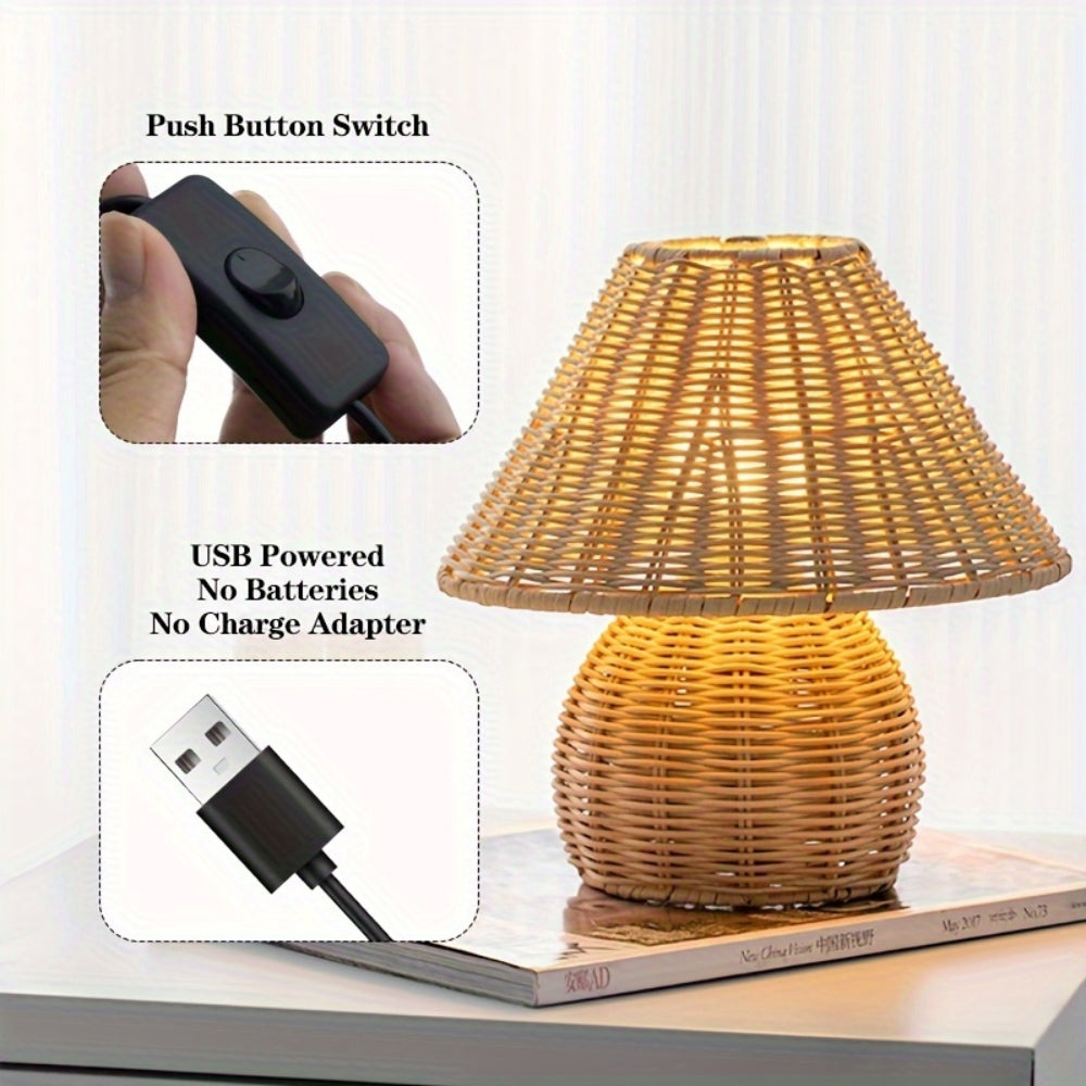 Noya Lampada da Tavolo in Rattan Decorazione per la Casa