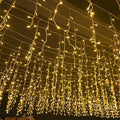 Quntis 50m LED-Corda di Luci a Goccia di Ghiaccio | IP44 Resistente alle Intemperie | 36V Bassa Tensione | 500+ LED | Effetto Cascata di Gocce di Ghiaccio | Bianco Caldo