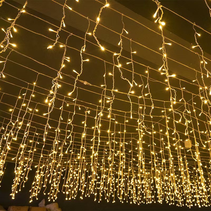 Quntis 50m LED-Corda di Luci a Goccia di Ghiaccio | IP44 Resistente alle Intemperie | 36V Bassa Tensione | 500+ LED | Effetto Cascata di Gocce di Ghiaccio | Bianco Caldo