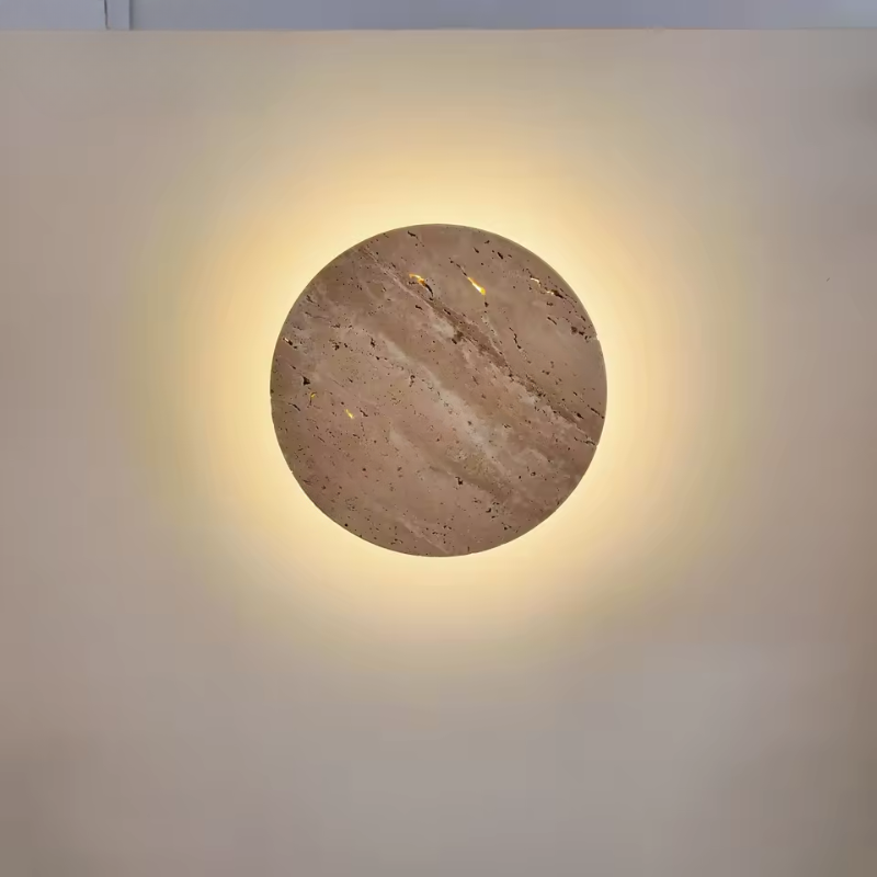 Lampada da Parete in Pietra Naturale Travertino Wabi-Sabi con LED