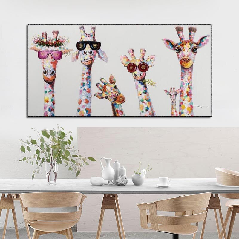 Cartoni Animati - Giraffe - Arte Murale su Tela