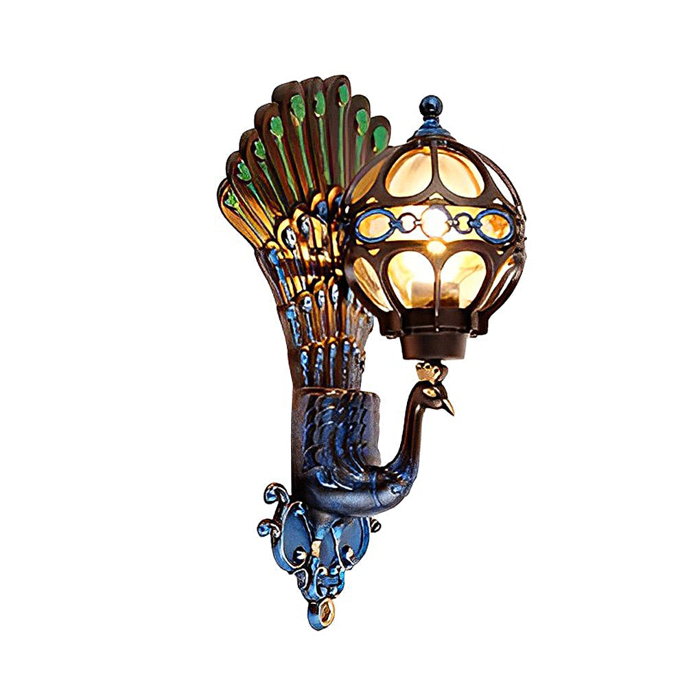 Lampada da Parete Retro Impermeabile con Pavone in Stile Europeo