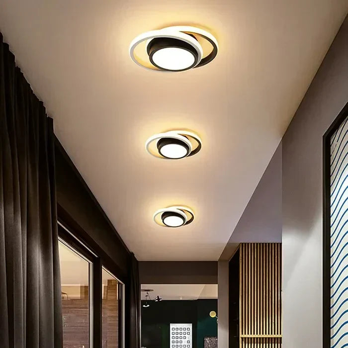 Moderna lampada da soffitto LED con design a doppio anello - Anelli crepuscolari