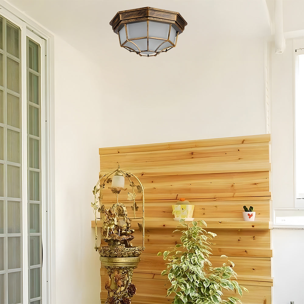 Ravi | Lampada da soffitto esterna in alluminio e vetro rustico con grado di protezione IP65, E27, due dimensioni