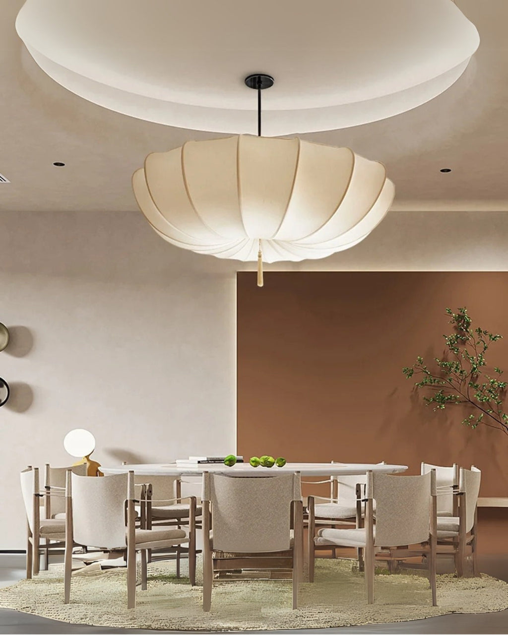 Velara | Lampada a Sospensione in Tessuto Contemporanea con Design Sculpturale a Nuvola e Illuminazione Ambientale Calda