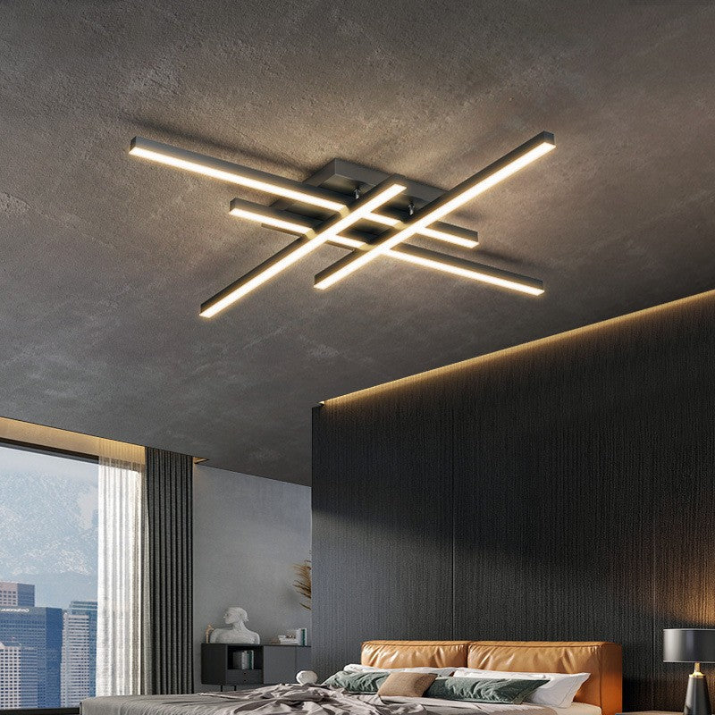 Moderna Lampada da Soffitto LED Lineare a 4 Teste (Dimmerabile, Bianca o Nera)