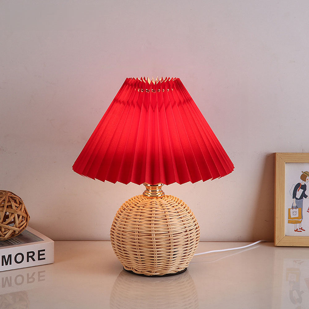 Lampada da Tavolo Moderna con Paralume Pieghettato Bianco