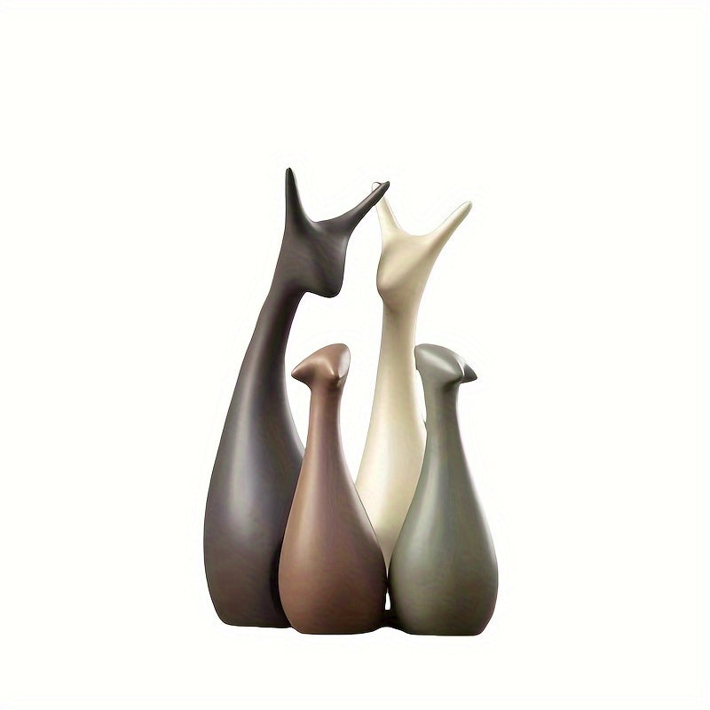 Set di Sculture in Ceramica a Forma di Cervo – Decorazione di Lusso per Soggiorno e Ufficio