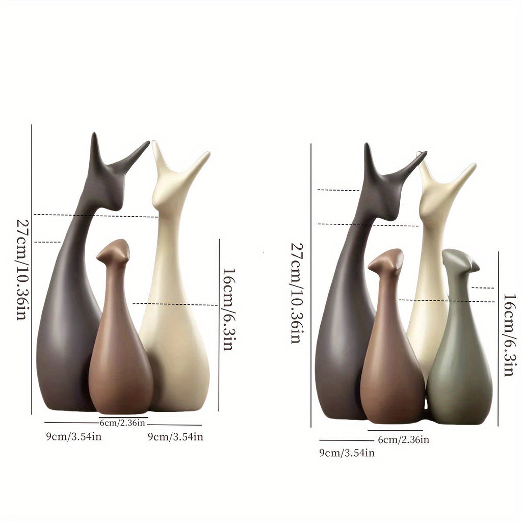 Set di Sculture in Ceramica a Forma di Cervo – Decorazione di Lusso per Soggiorno e Ufficio