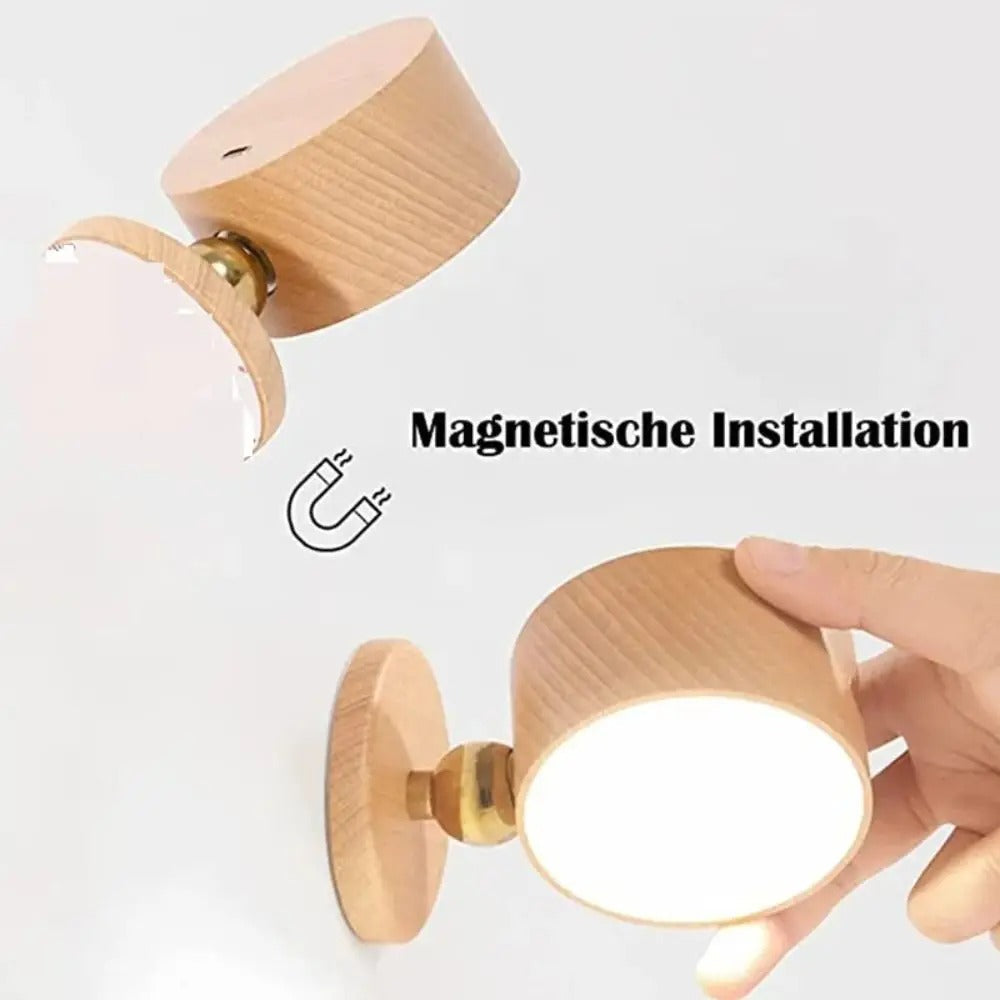 Lampada da Parete LED in Legno Rotante per Decorazione Interna
