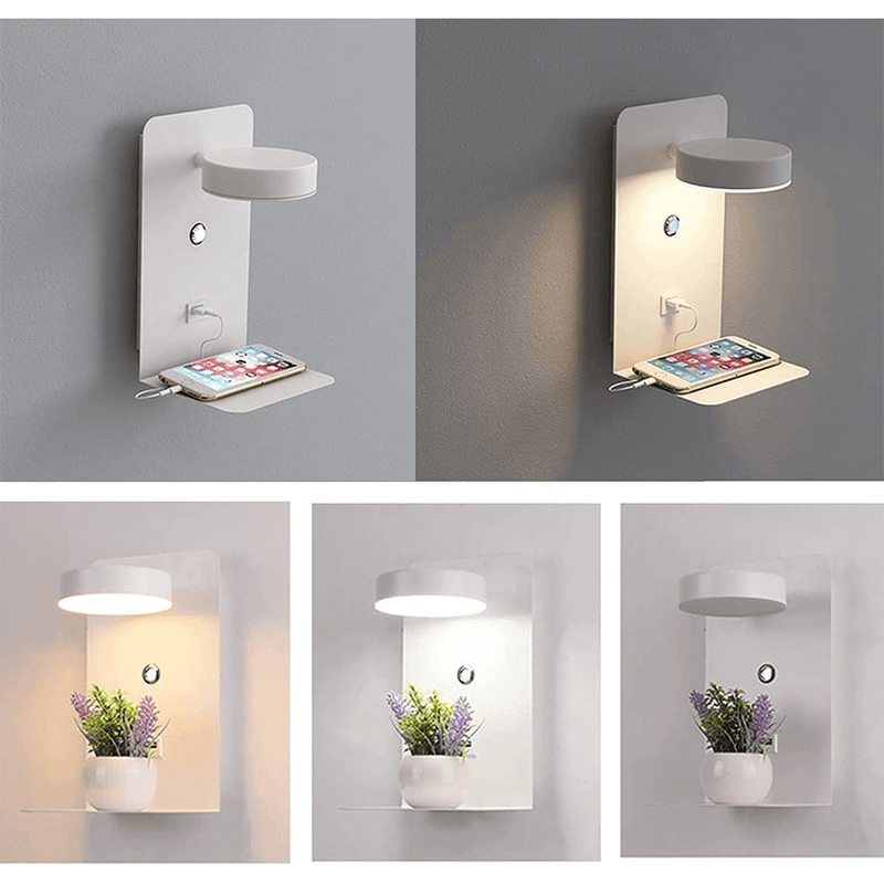 BrightSpot Lampada da Notte con Caricatore – Luce da Scrivania LED Rotazione 330° con Dock di Carica USB