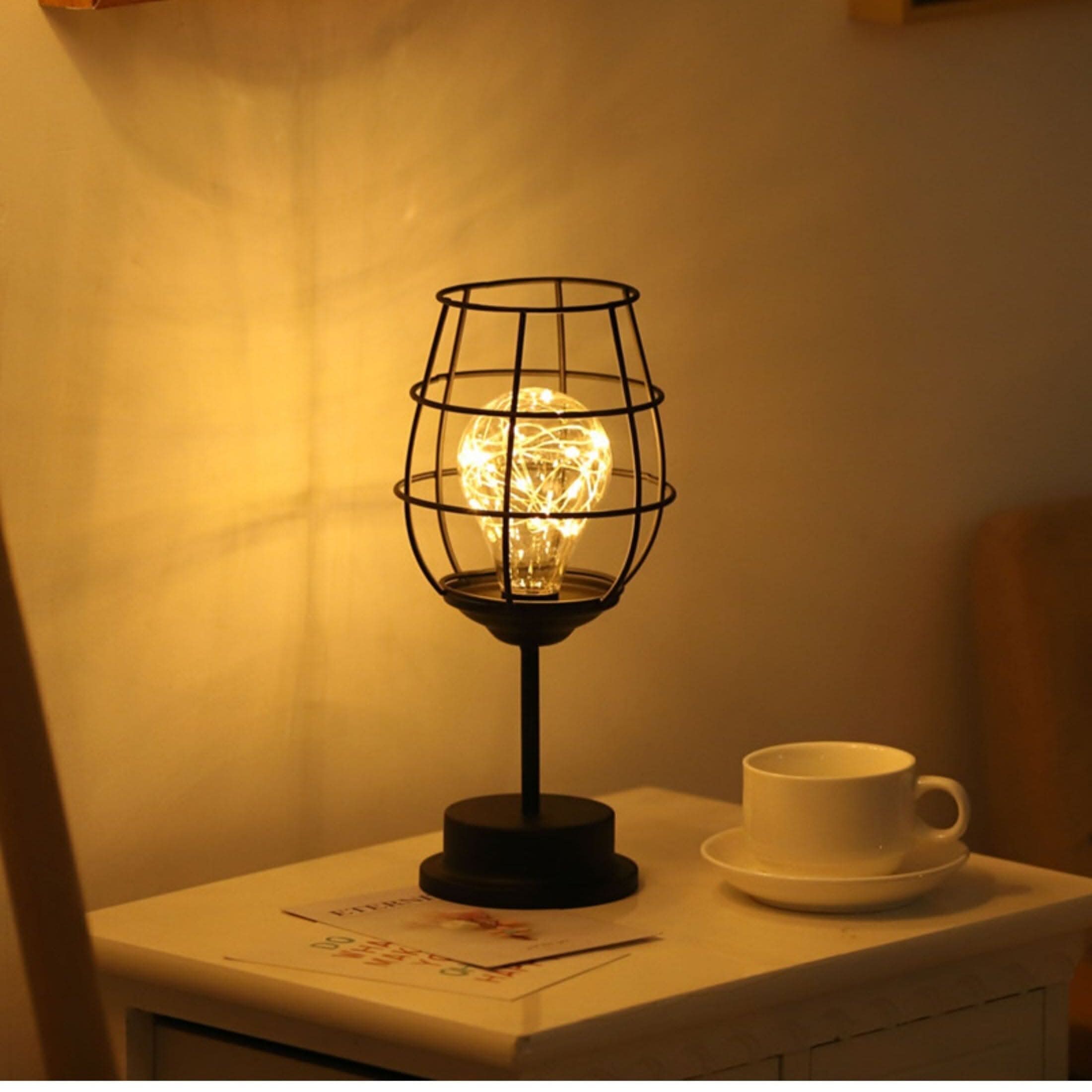 Lampada da Tavolo Nera Moderna con Paralume in Tessuto 45cm