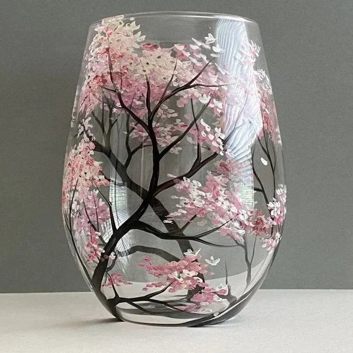 Bicchieri da Vino Albero delle Quattro Stagioni - Arte Dipinta a Mano