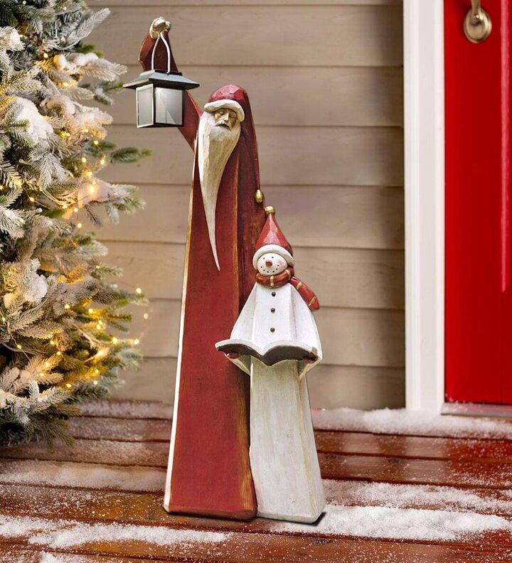 Scultura di Babbo Natale e Pupazzo di Neve