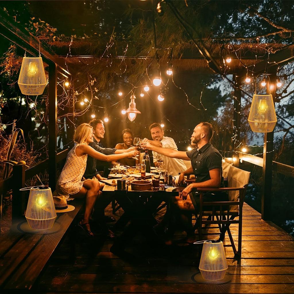 Lanterna Woven Solare – Elegante Illuminazione Pendiente per Giardino e Patio
