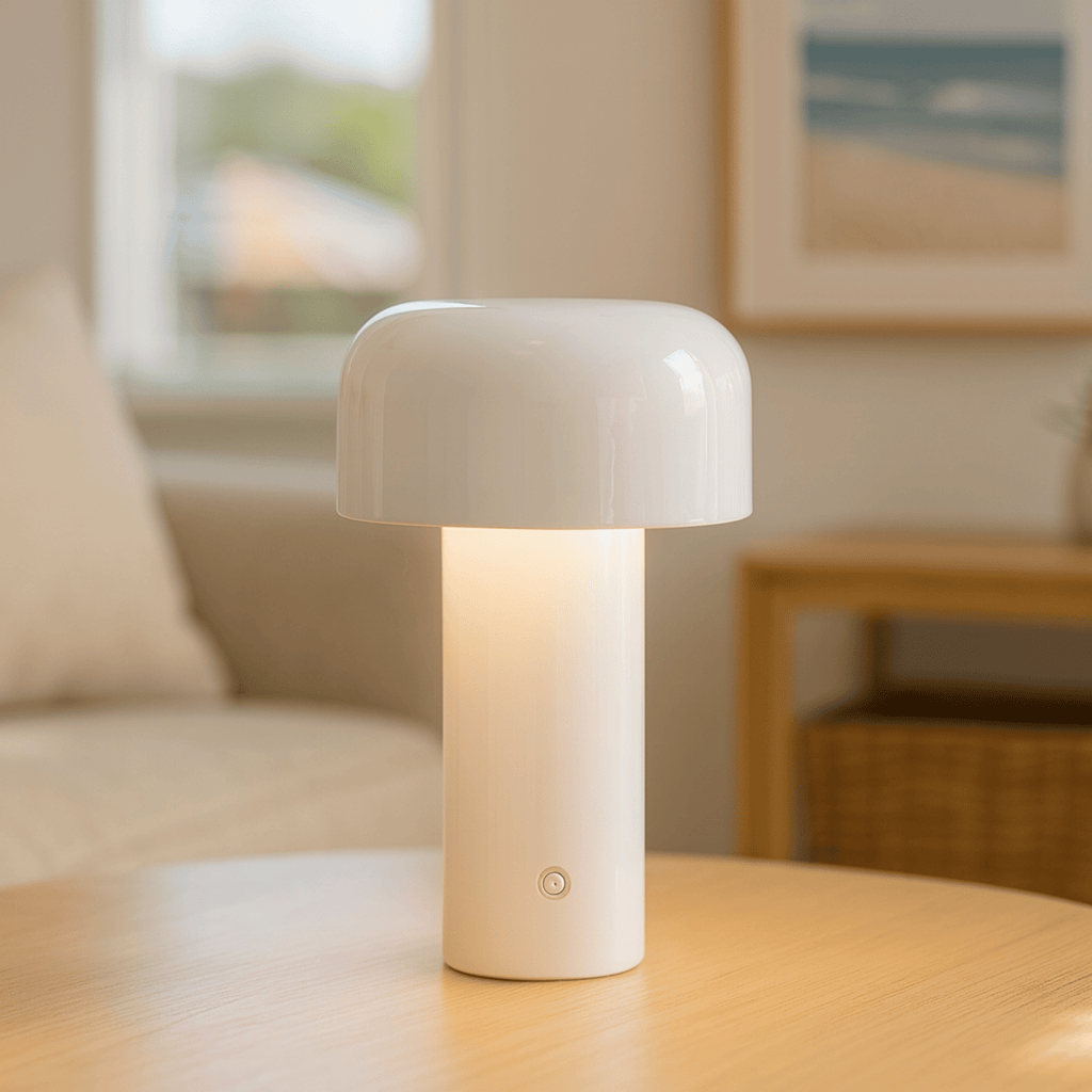 Lampada da Tavolo LED Ricaricabile con Paralume in Metallo