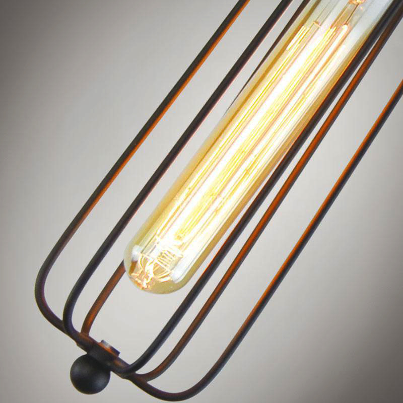 Lampada a sospensione retro industriale con gabbia in metallo