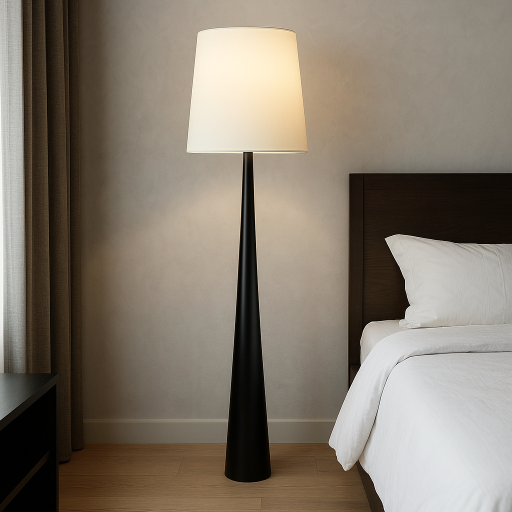 Nora | Lampada da Terra Minimalista Scandinava con Paralume in Tessuto Morbido