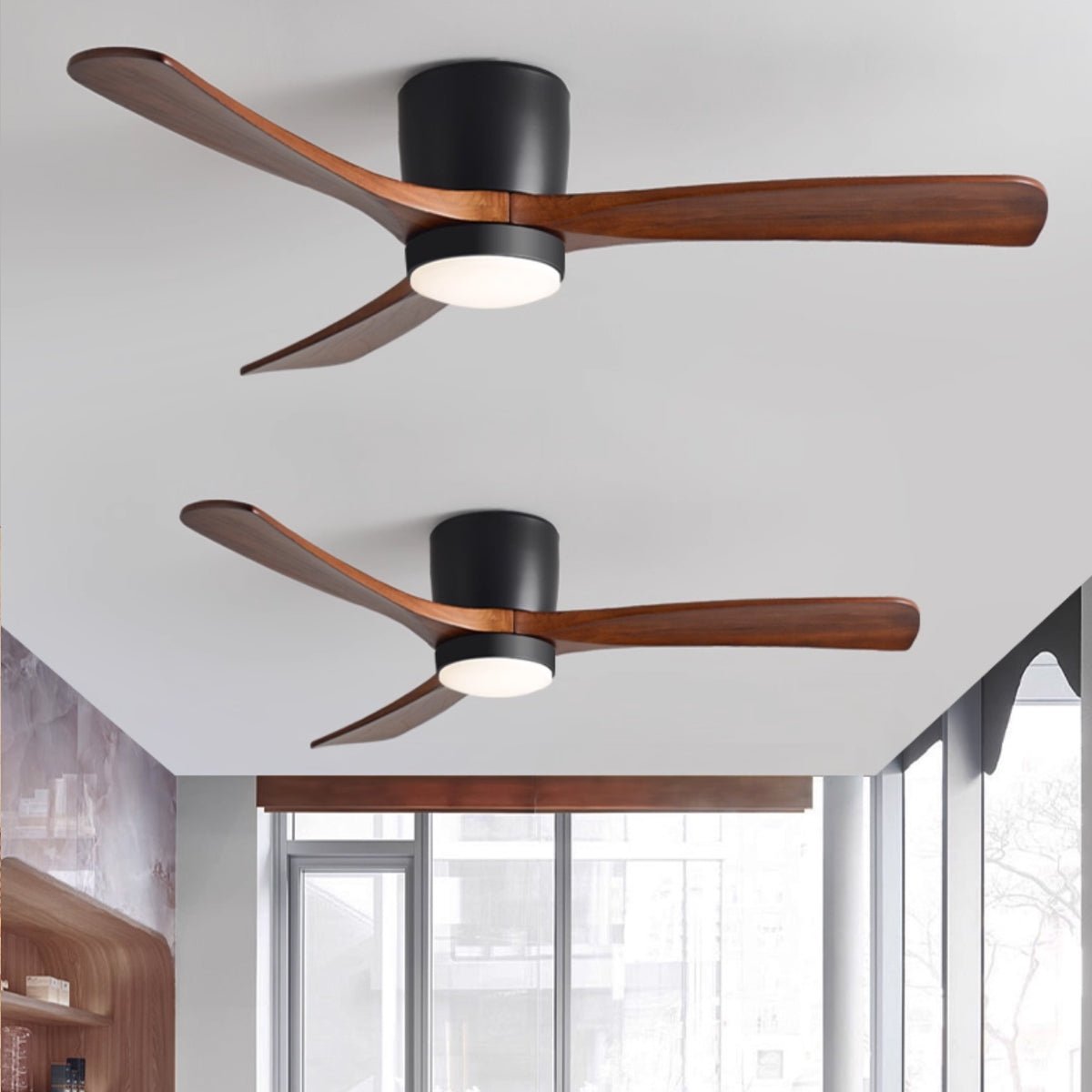 Arvienne | Ventilatore da soffitto in legno nordico con luce LED per camere moderne