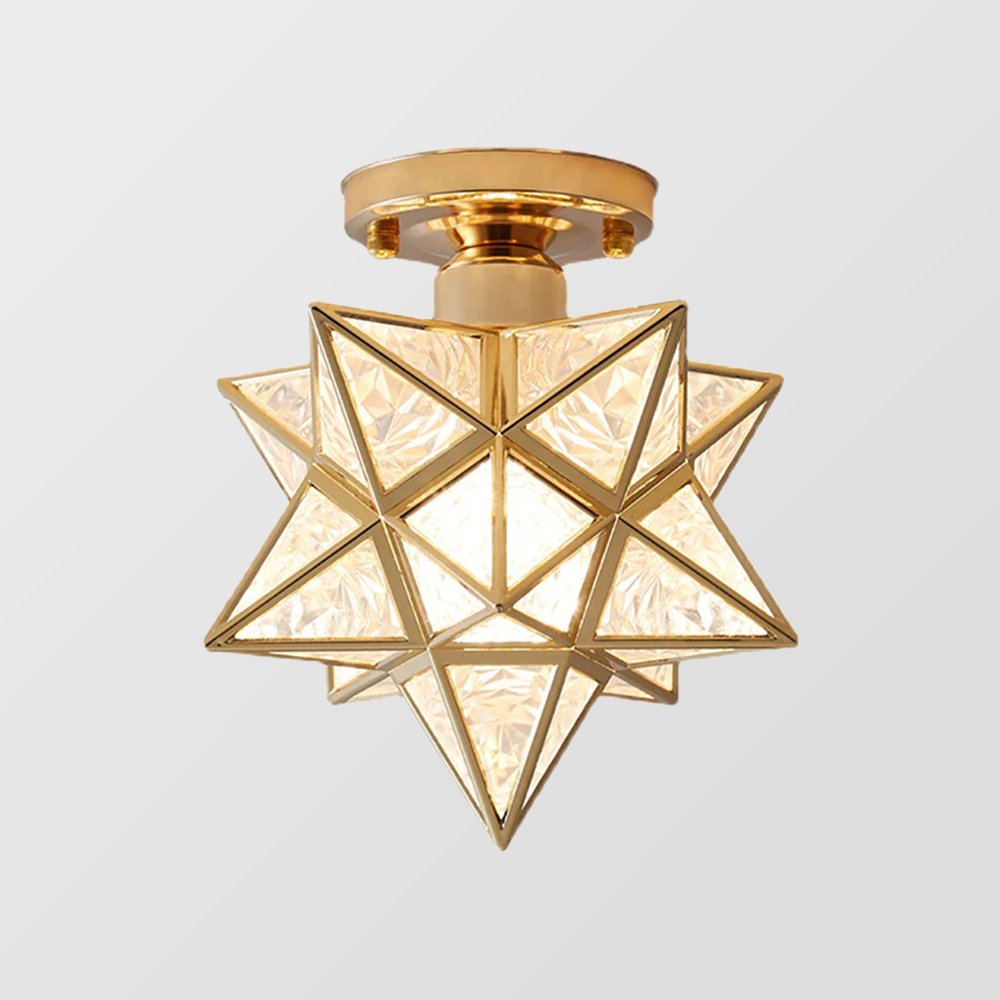 Alvessa | Lampada da soffitto a forma di stella con finitura dorata per un'illuminazione interna calda