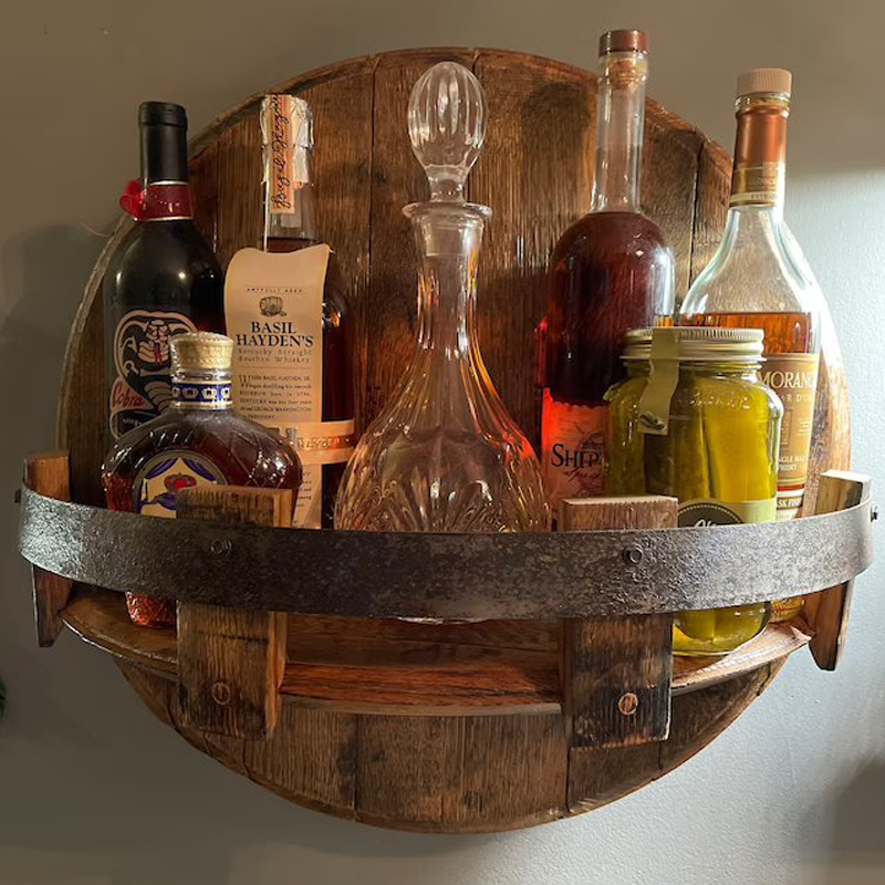 Sandsberg | Mensola da parete in botti di whiskey | Design in legno massello rustico | Rotonda