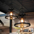 Lampade a Sospensione Retro Industriale in Vetro Antico