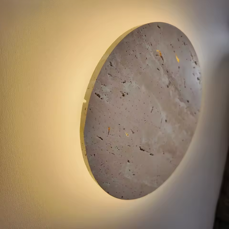 Lampada da Parete in Pietra Naturale Travertino Wabi-Sabi con LED