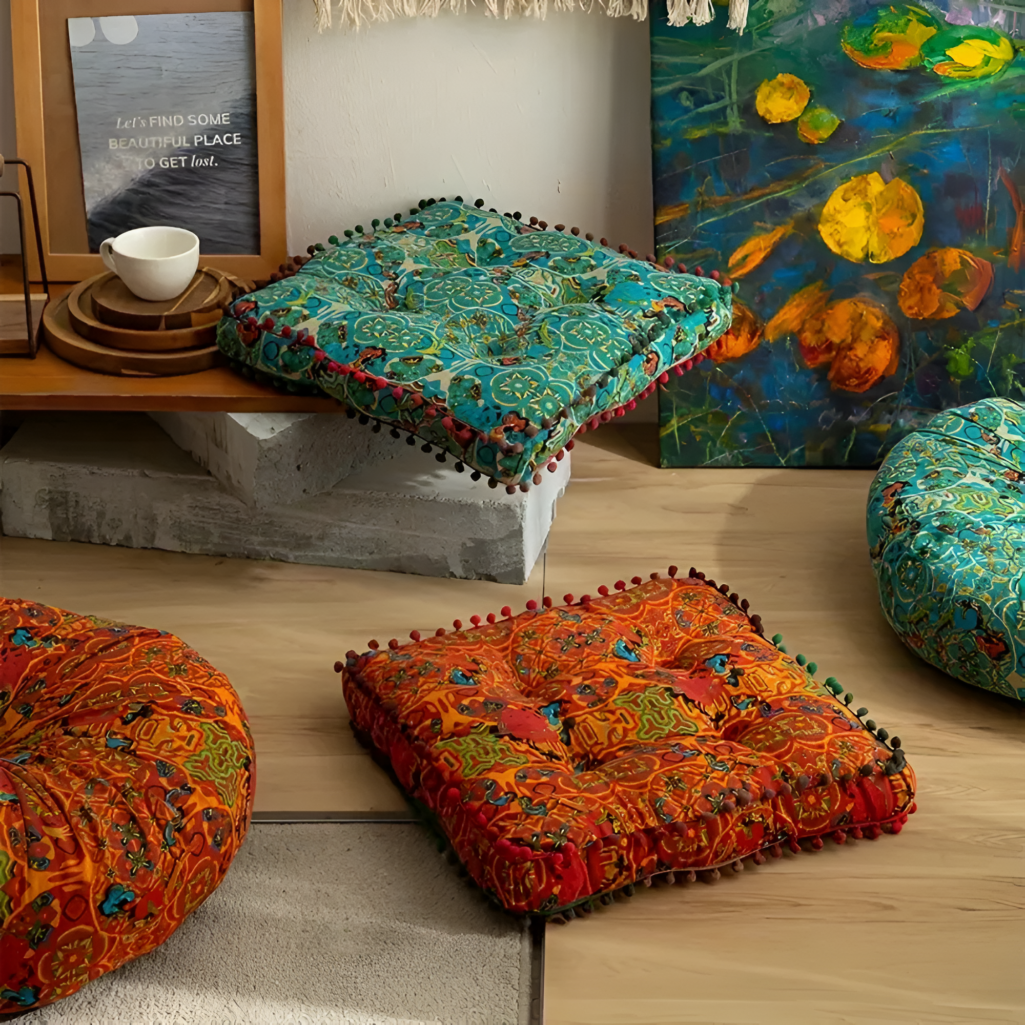 Cuscino da Terra Ricamato Bohemien