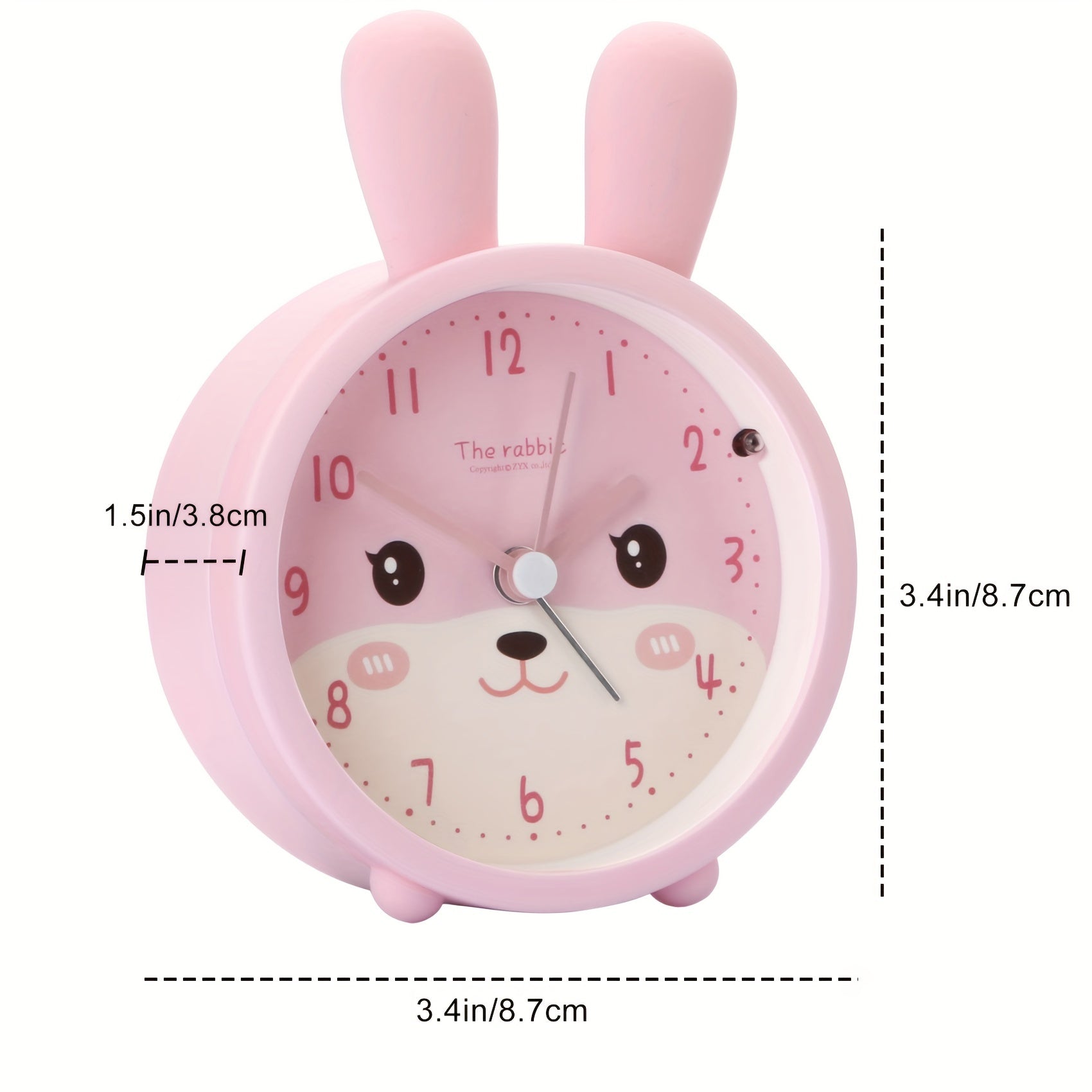 Orologio da Tavolo per Bambini con Luce Notturna – Silenzioso, Motivo Coniglio e Design Compatto