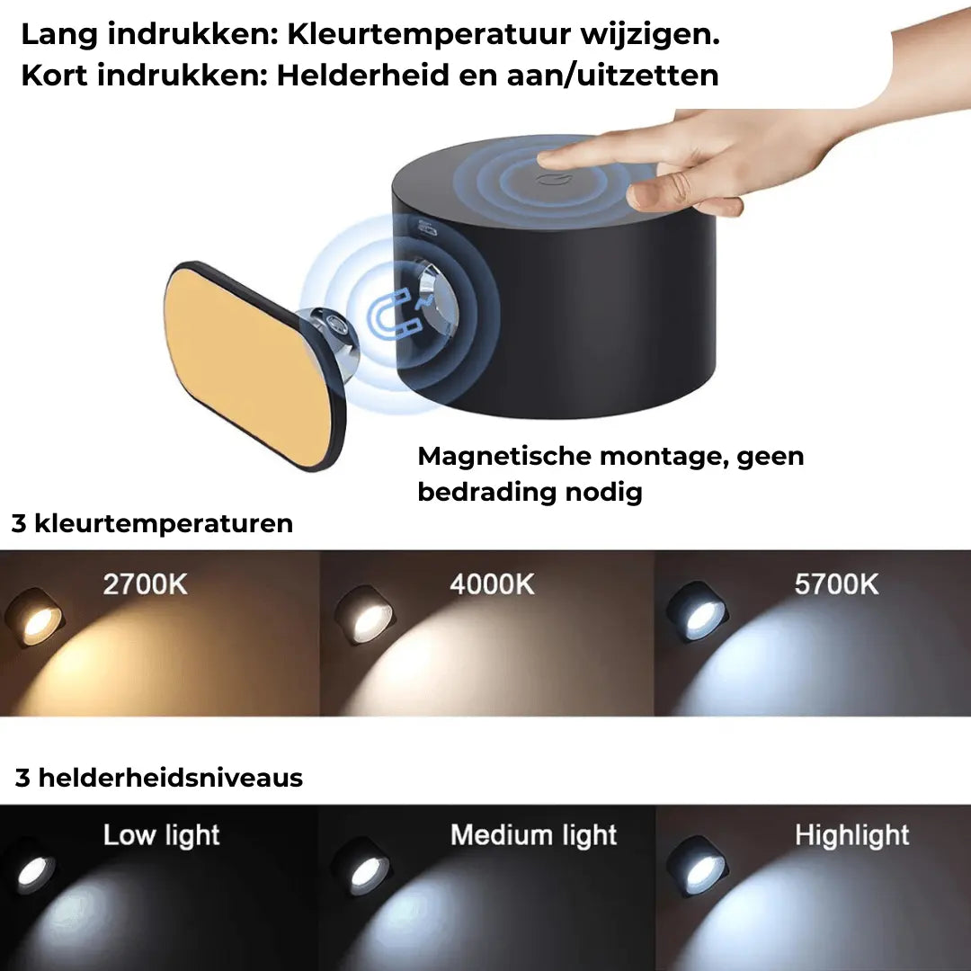 Lampada da Parete Ricaricabile Senza Fili 360°