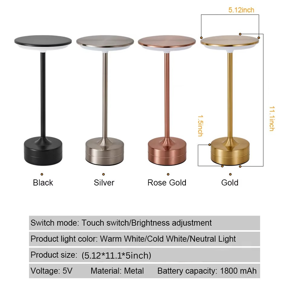 Lampada da tavolo a LED ricaricabile USB con sensore touch