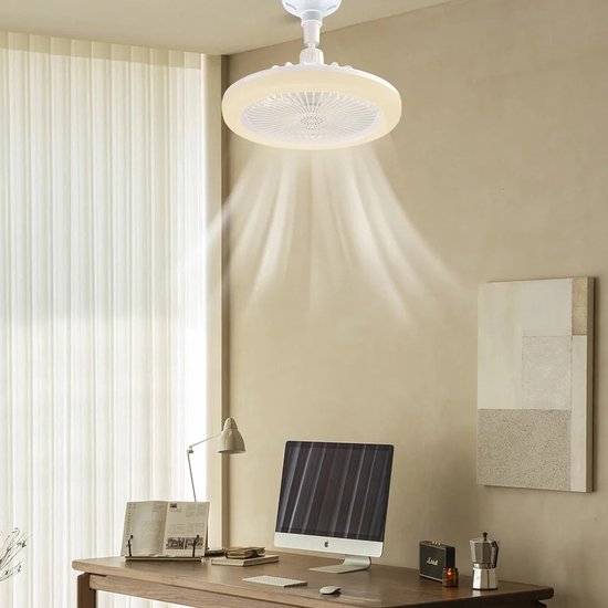 Ventilatore a Soffitto con Luce e Telecomando con Anello LED Rotondo