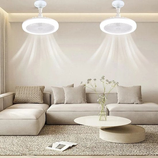 Ventilatore a Soffitto con Luce e Telecomando con Anello LED Rotondo